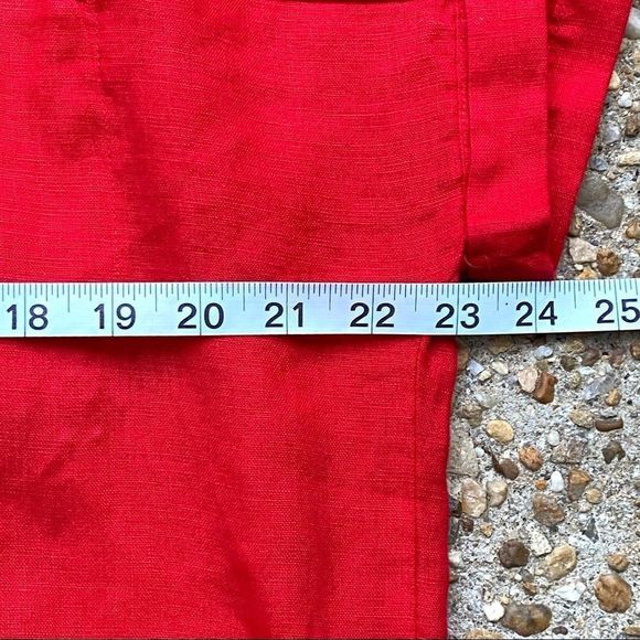 Like New Ellen Tracy Red Linen Gold Details Short Sleeve Blouse Size L - Picture 6 of 9